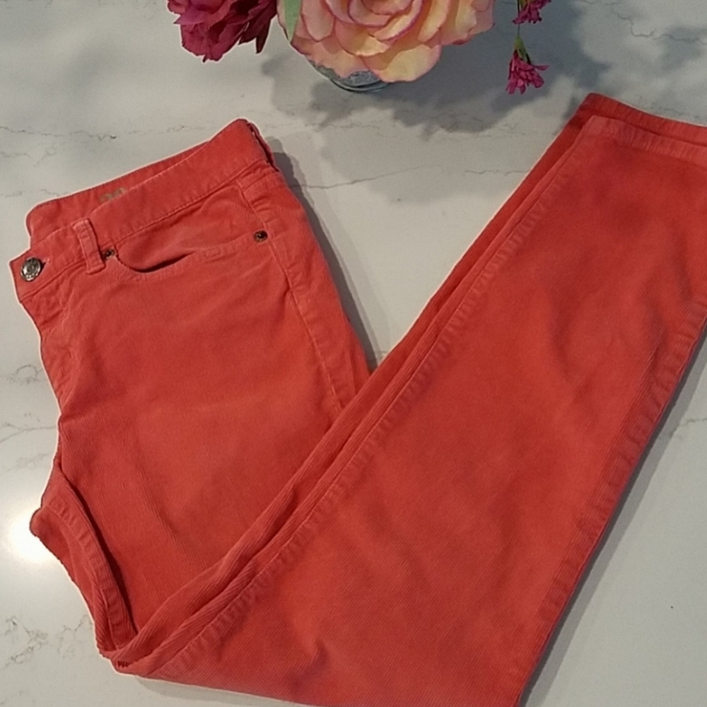 J. CREW Toothpick Ankle Pants, Corduroy.   Size 29, Coral,